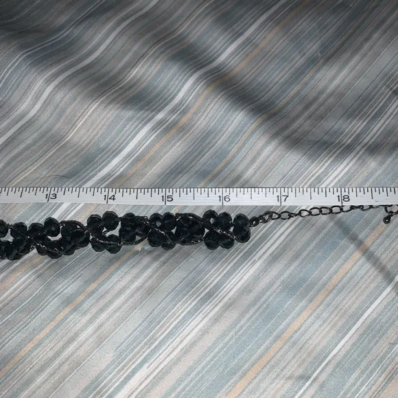 Smokey blue grey beaded chunky decorative statement necklace - Picture 8 of 8